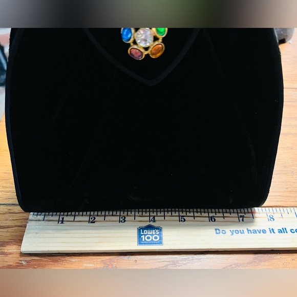 Bally Vintage Black Velvet Long Strap Jem Clasp Evening Crossbody Purse! - Picture 14 of 14